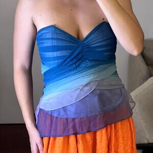 Foley Crop Top Off Shoulders Blue Size S